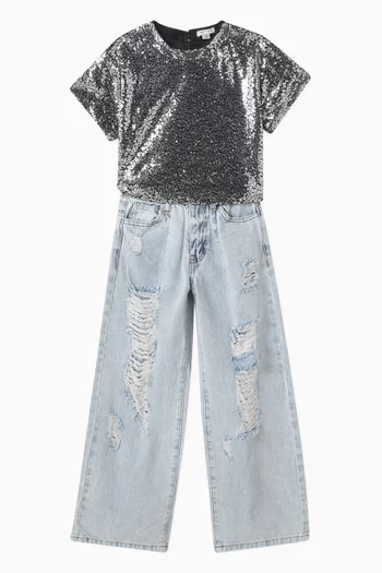 Sequin-embellished Top in Mesh