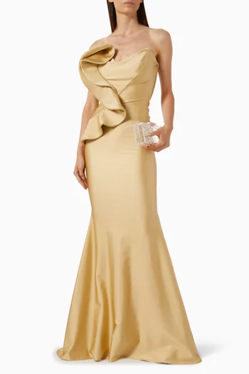 Ruffle Strapless Gown in Jersey