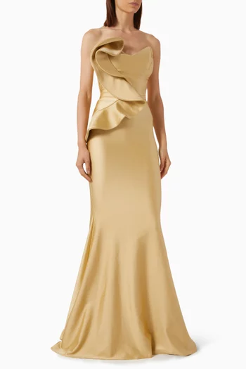 Ruffle Strapless Gown in Jersey