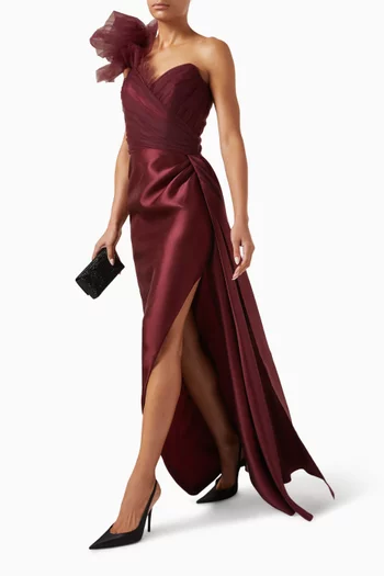 فستان سهرة بكتف مكشوف ميكادو وتفتا