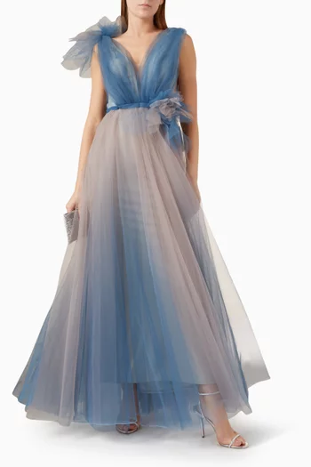 Ombre Ruffle Gown in Tulle
