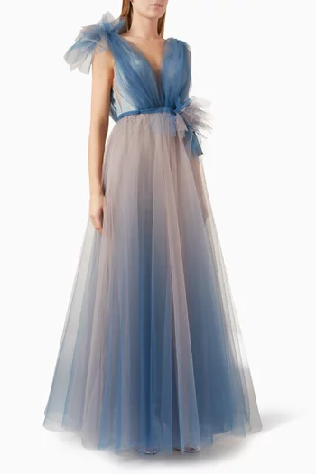 Ombre Ruffle Gown in Tulle