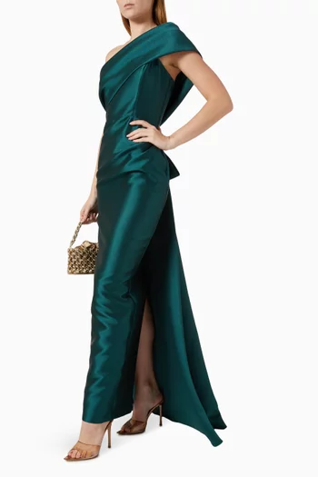 One-shoulder Bow Gown