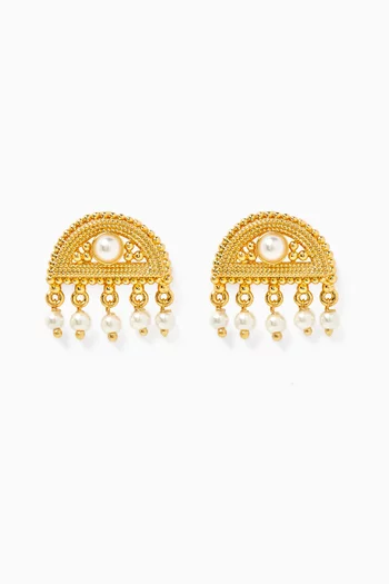 Ravi Hemisphere Earrings in 24kt Gold-plated Brass