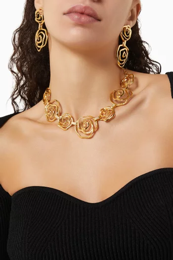 Floral Vortex Drop Earrings in 24kt Gold-plated Brass