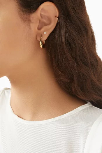 Ridge Hoop Earrings in 24kt Gold-plated Brass