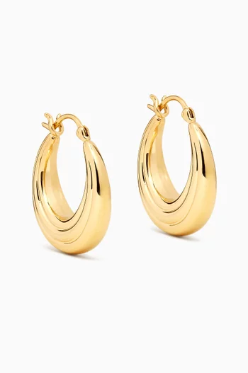 Ridge Hoop Earrings in 24kt Gold-plated Brass