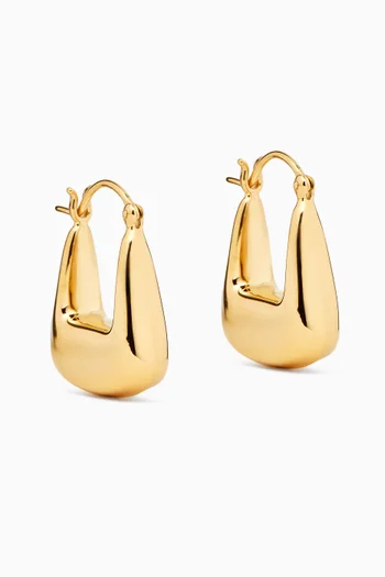 Square Hoop Earrings in 24kt Gold-plated Brass