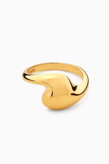 Sculptural Wave Ring in 24kt Gold-plated Brass