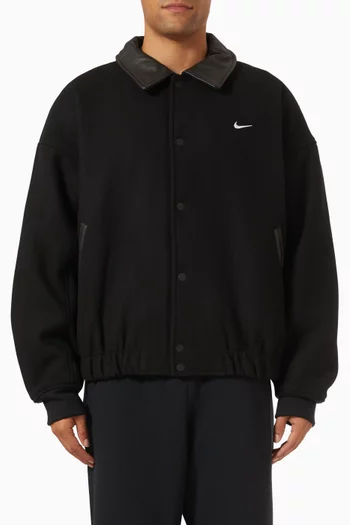 Solo Swoosh Varsity Jacket in Wool Blend