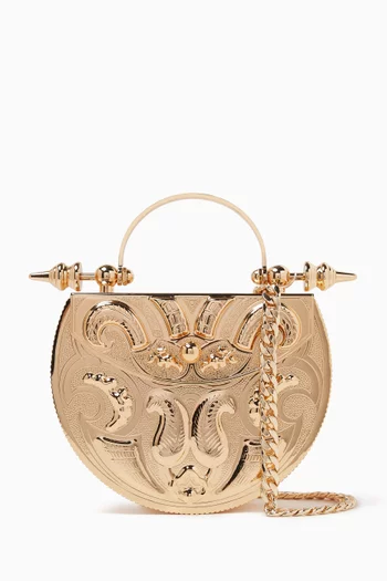 Oval Minaudiere Top-handle Bag in Gold-plated Brass