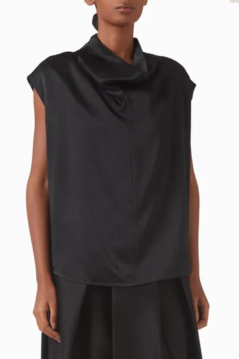Funnel-neck Top in Satin