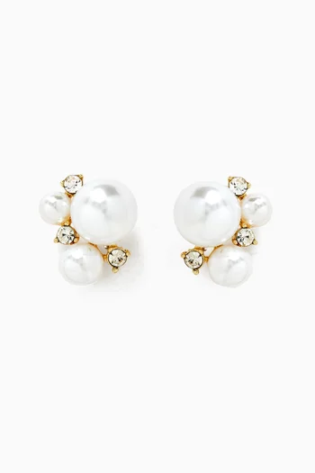 Pristine Pearl Stud Earrings in 18kt Gold Plated Metal