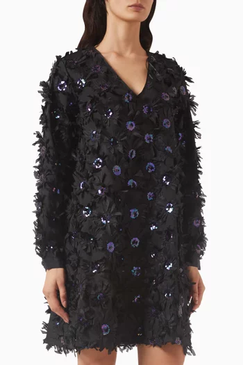 Yasabelone 3D-appliqué Mini Dress
