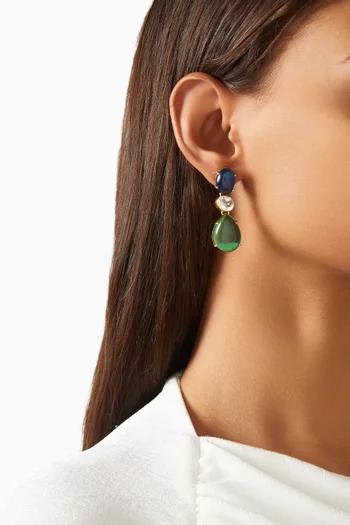 Dawn Quartz Earrings in 22kt Gold-plated Brass