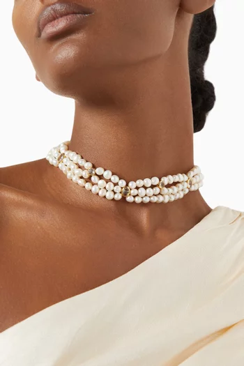 Awaken Pearl Necklace in 22kt Gold-plated Brass