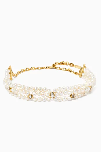 Awaken Pearl Necklace in 22kt Gold-plated Brass