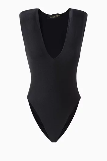 لباس سباحة قطعة واحدة بأكتاف مبطّنة نايلون مطاطي