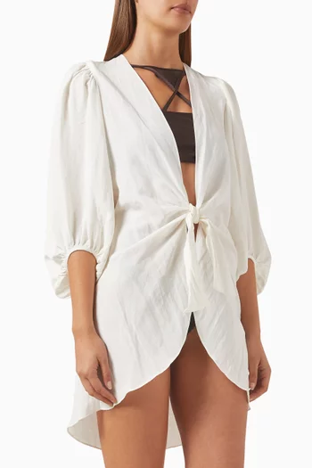 Puff-sleeve Tie-up Shirt