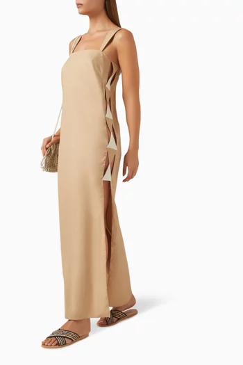 Diamond-openwork Maxi Dress in Cotton Blend