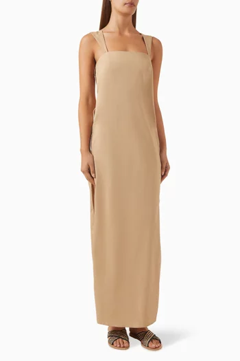 Diamond-openwork Maxi Dress in Cotton Blend