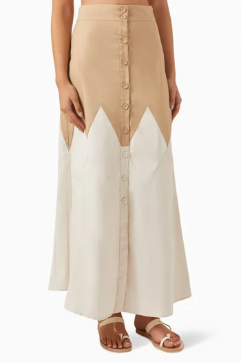 Two-tone Maxi Skirt in Cotton Blend