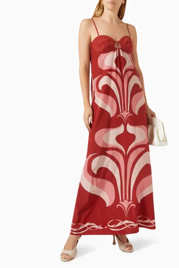 Vintage Lily Printed Maxi Dress in Silk