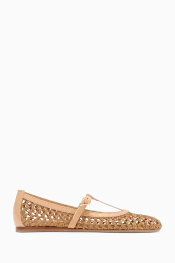 Aerati Ballet Flats in Raffia & Leather
