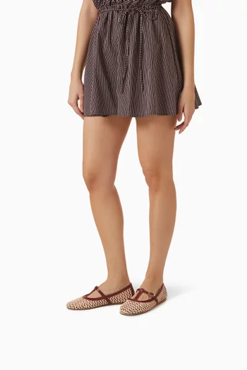 حذاء باليرينا إيراتي بكعب مسطح خوص وجلد