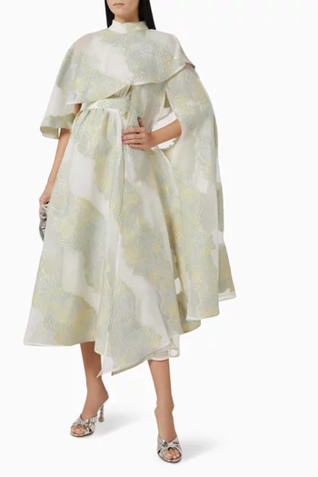 Asymmetric Cape Maxi Dress