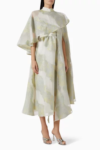 Asymmetric Cape Maxi Dress