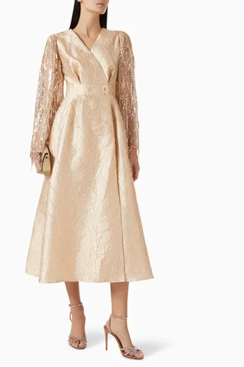 Embellished-sleeve Maxi Dress