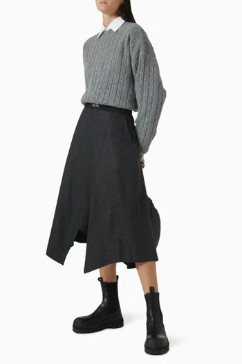 Asymmetric Midi Skirt in wool