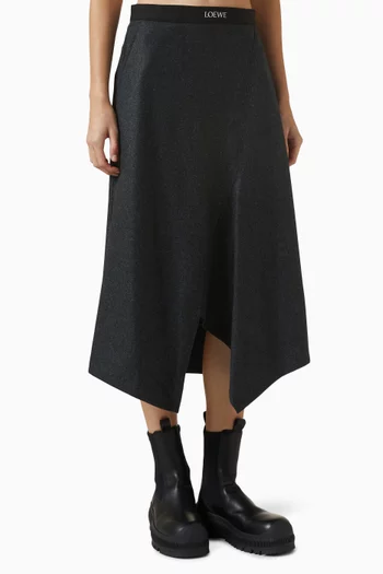 Asymmetric Midi Skirt in wool