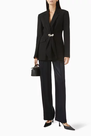 Belted Ruched Blazer in Wool