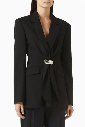 Belted Ruched Blazer in Wool