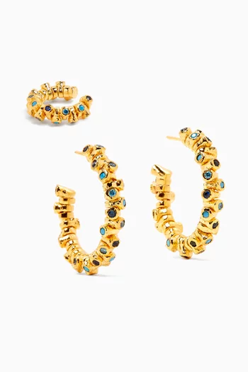 Multi Wave Earrings Set in 18kt Gold-plated Brass