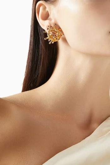 Stud Wave Earrings in 18kt Gold-plated Brass