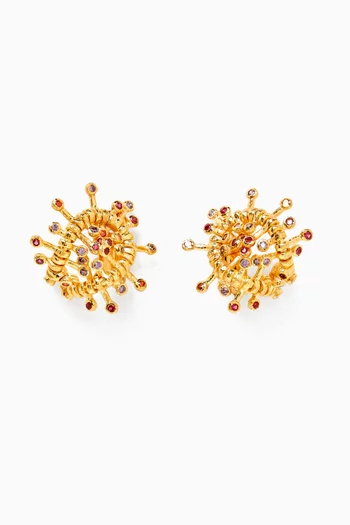 Stud Wave Earrings in 18kt Gold-plated Brass