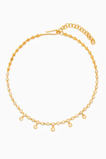 Wave Mesh Crystal Necklace in 18kt Gold-plated Brass