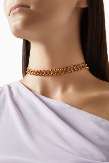 Mesh Crystal Choker in 18kt Gold-plated Brass