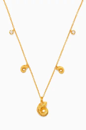Seashell Dangling Necklace in 18kt Gold-plated Brass