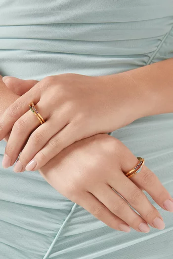Wave Rings in 18kt Gold-plated Brass, Set of 4
