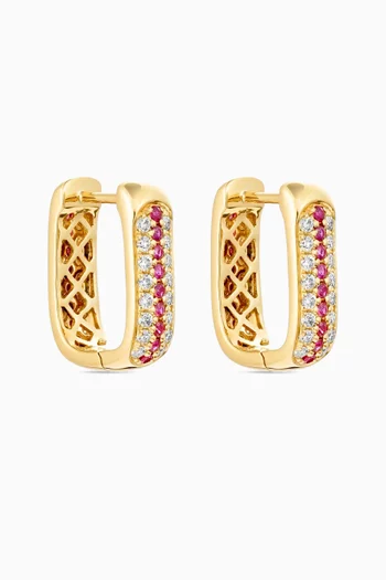 Mini Gaya Chubby Diamond & Ruby Huggie Earrings in 18kt Gold