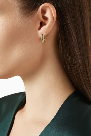 Mini Gaya Chubby Diamond & Emerald Huggie Earrings in 18kt Gold