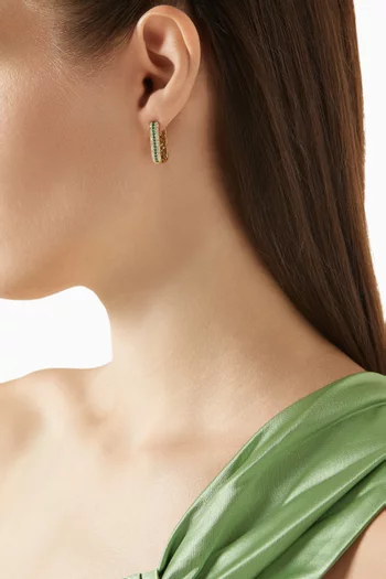 Gaya Chubby Diamond & Emerald Huggie Earrings in 18kt Gold