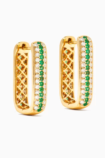 Gaya Chubby Diamond & Emerald Huggie Earrings in 18kt Gold