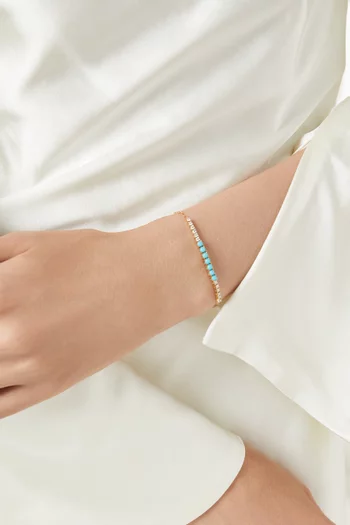 Turquoise & Diamond Linear Bracelet 18kt Gold