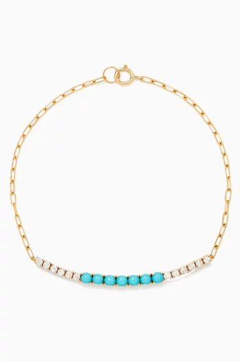 Turquoise & Diamond Linear Bracelet 18kt Gold