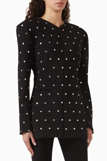 V Neck Zip Front Jacket in Stretch Poly Lycra